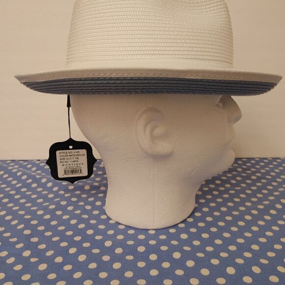 MONTIQUE MEN'S WHITE CAROLINA BOTTOM BRAIDED STINGY BRIM PINCH FEDORA HAT H85. - Picture 4 of 8